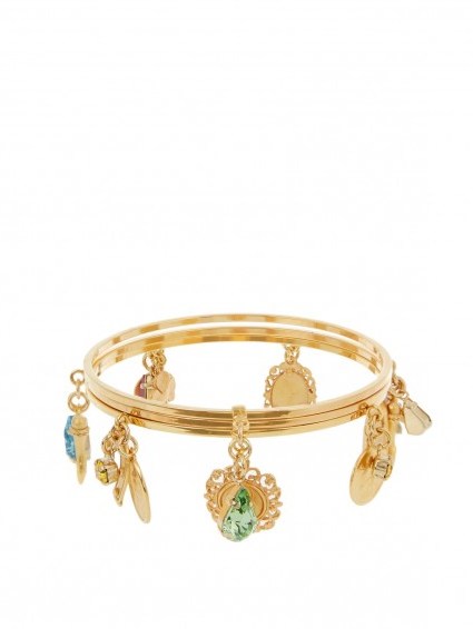 DOLCE & GABBANA Charm-embellished bangle ~ gold tone charm bracelets ~ charms ~ designer fashion jewellery ~ luxury costume jewelry ~ feminine style accessories ~ summer style bangles - flipped