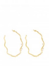 AURÉLIE BIDERMANN Cheyne Walk pearl & gold-plated earrings. Large hoops | freshwater pearls | designer jewellery | luxe style accessories