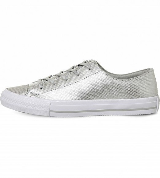 CONVERSE Gemma metallic-leather trainers in silver diamond foil ~ sports luxe ~ shiny sneakers - flipped