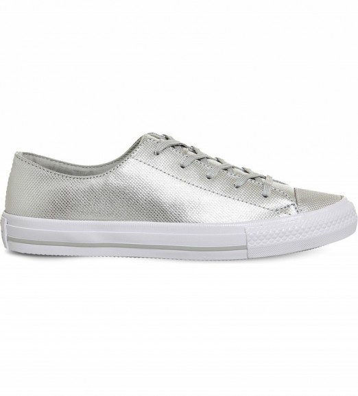 CONVERSE Gemma metallic-leather trainers in silver diamond foil ~ sports luxe ~ shiny sneakers