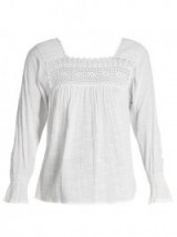 MASSCOB Crochet-trimmed white cotton-gauze top