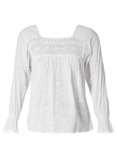MASSCOB Crochet-trimmed white cotton-gauze top - flipped