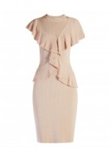 GIVENCHY Cross-body ruffled knitted dress. Nude knitted dresses | luxe knitwear | luxury designer fashion