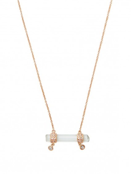 JACQUIE AICHE Diamond, aquamarine & rose-gold necklace. Luxe pendant necklaces | luxury jewellery | diamonds | aquamarines | small delicate jewelry | dainty accessories - flipped