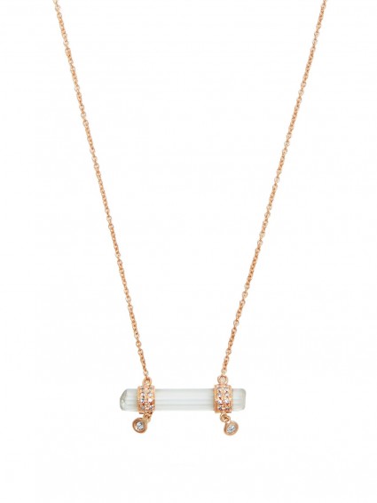JACQUIE AICHE Diamond, aquamarine & rose-gold necklace. Luxe pendant necklaces | luxury jewellery | diamonds | aquamarines | small delicate jewelry | dainty accessories