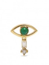 ILEANA MAKRI Diamond, emerald & yellow-gold earring. Small single earrings | luxe style jewellery | green stone jewelry | emeralds & diamonds
