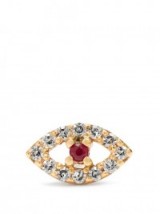 ILEANA MAKRI Diamond, ruby & rose-gold earring. Small neat single earrings | luxe stud earring | luxury style jewellery | rubies and diamonds | red gem stones jewelry