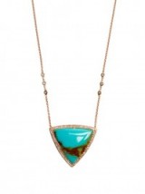 JACQUIE AICHE Diamond, turquoise & rose-gold necklace. Luxe pendant necklaces | blue stone jewellery