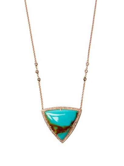 JACQUIE AICHE Diamond, turquoise & rose-gold necklace. Luxe pendant necklaces | blue stone jewellery - flipped