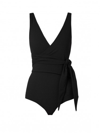 LISA MARIE FERNANDEZ Dree Louise wrap-around swimsuit ~ chic black swimsuits ~ poolside style ~ glamorous pool side swimwear ~ beachwear - flipped
