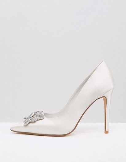 Dune Bridal Breanna Embellished Satin Court – ivory wedding shoes – high heeled courts – brides high heels