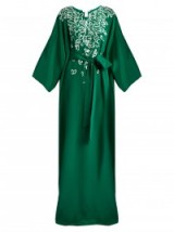 OSCAR DE LA RENTA Embellished silk-crepe gown ~ luxe designer gowns ~ long luxury dresses ~ effortless occasion wear ~ elegant evening style ~ kimono style ~ emerald green fashion