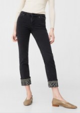 MANGO Embroidered skinny Lurex jeans in black denim