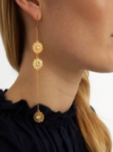 SONIA RYKIEL Flower-motif drop earrings ~ long floral earrings ~ crystal jewellery ~ statement accessories