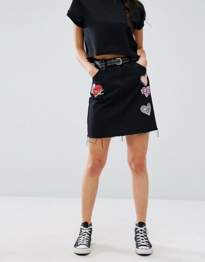 Glamorous Mini Skirt With Heart Patches ~ hearts ~ skirts ~ fashion - flipped
