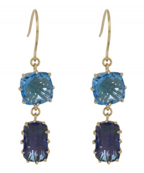 Suzanne Kalan Gold Blue Topaz Drop Earrings. Drop earrings | jewellery - flipped