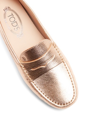 TOD’S Gommini leather loafers ~ rose gold metallic flats ~ metallics ~ luxe style flat shoes