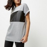 river island Grey leather look panel boyfriend T-shirt ~ stylish weekend t-shirts ~ casual tee ~ tees with style ~ fashion