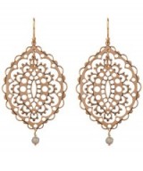 Lurent Gandini Guidecca Labradorite Earrings. Large drop earrings | statement jewellery | 18ct rose gold | lace style design | bohemian look