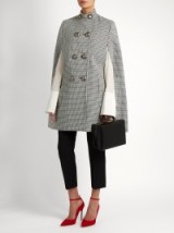 ALEXANDER MCQUEEN Hound’s-tooth jacquard button-down cape – luxury tailored capes – winter chic – stylish designer fashion