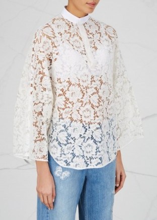 VALENTINO Ivory lace top ~ sheer tops ~ feminine style blouses ~ luxe style fashion ~ luxury designer clothing ~ floral lace - flipped