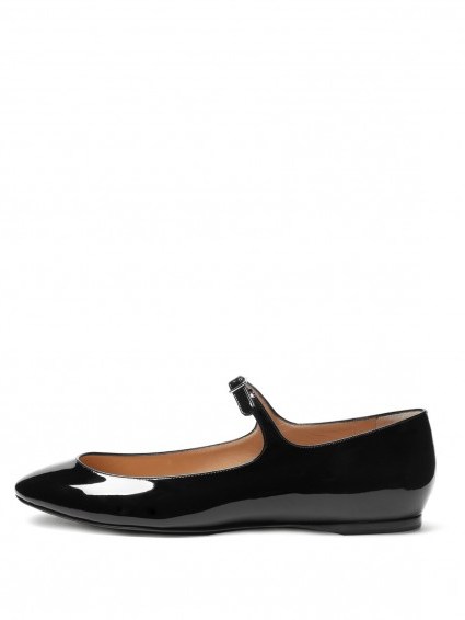 ACNE STUDIOS Jane black patent-leather ballet flats. Flat Mary Jane shoes | Mary Janes | chic flats - flipped
