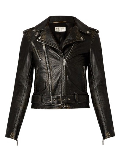 SAINT LAURENT L171 distressed black leather jacket ~ biker jackets ~ moto ~ designer outerwear ~ luxe fashion - flipped