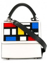 LES PETITS JOUEURS lego motif tote – small white handbags – top handle design bags – luxury designer bags – luxe shoulder bags