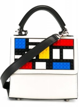 LES PETITS JOUEURS lego motif tote – small white handbags – top handle design bags – luxury designer bags – luxe shoulder bags - flipped