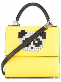 LES PETITS JOUEURS panda patch yellow leather tote - flipped