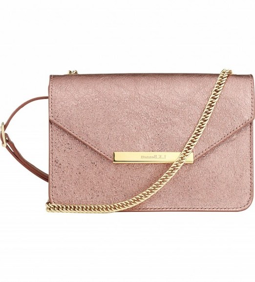 LK BENNETT Karla pink metallic leather shoulder bag - flipped