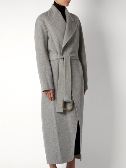 ACNE STUDIOS Lova Doublé wool-blend coat in grey marl. Chic winter coats | designer fashion | belted | stylish outerwear | elegance | elegant looking - flipped