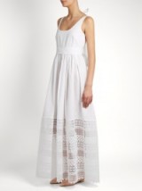 NO. 21 Macramé-lace hem cotton dress ~ white summer dresses ~ feminine style fashion ~ semi sheer ~ elegance ~ effortlessly simple & elegant