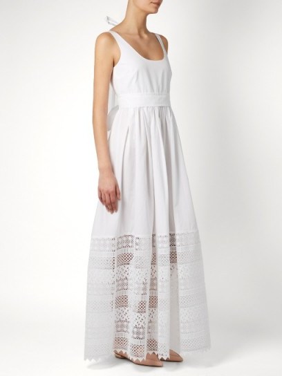 NO. 21 Macramé-lace hem cotton dress ~ white summer dresses ~ feminine style fashion ~ semi sheer ~ elegance ~ effortlessly simple & elegant - flipped