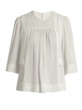ISABEL MARANT Mara embroidered ivory silk blouse ~ feminine blouses ~ simple elegance ~ elegant summer fashion