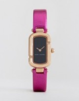 Marc Jacobs Metallic Pink Leather Watch ~ womens watches ~ stylish shape ~ ladies accessories ~ luxe style ~ hot pink watch strap