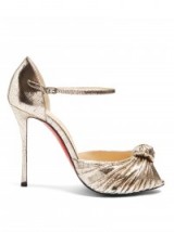 CHRISTIAN LOUBOUTIN Marchavekel 100mm gold leather sandals ~ metallic high heels ~ stiletto heel ~ ankle strap shoes ~ luxe ~ luxury occasion wear ~ metallics