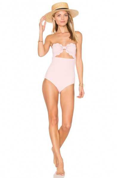 MARYSIA SWIM – ANTIBES ONE PIECE rose ~ pale pink swimsuits ~ cut out swimwear ~ poolside chic ~ scalloped edge ~ stylish beachwear ~ beach fashion
