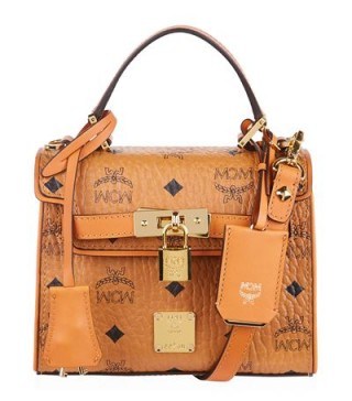 MCM Mini Heritage Satchel – luxury top handle bags – small handbags – designer accessories – leather shoulder bags - flipped