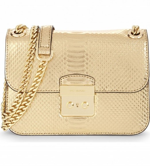 MICHAEL MICHAEL KORS Sloan pale gold metallic leather shoulder bag ~ luxe bags ~ designer handbags - flipped