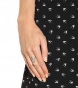 MIU MIU Embellished silver ring | crystal anchor and faux pearl charm ring | designer rings | nautical theme jewellery