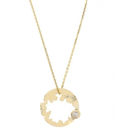 WASSON FINE Round Crater 14kt gold necklace with diamond ~ luxe necklaces ~ fine jewellery ~ round pendants - flipped