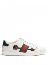 GUCCI New Ace arow-embroidered leather trainers ~ sports luxe ~ embellished designer sneakers ~ luxury sport shoes ~ casual fashion ~ sportswear