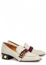 GUCCI Off white faux pearl leather loafers ~ stylish shoes