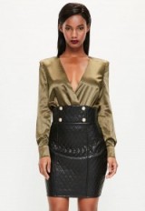missguided peace + love black quilted faux leather mini skirt ~ leather look skirts ~ fashion ~ style