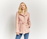 OASIS PHILLIPA FUNNEL NECK COAT mid pink – stylish belted jackets – chic coats – fashion & style