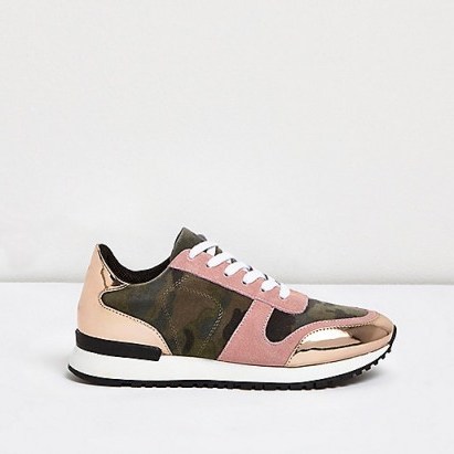 river island pink camo patent panel trainers. Camouflage print sports shoes | girly sneakers - flipped