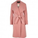 river island pink robe coat – classic style coats – elegant wrap design – belted
