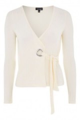 Topshop Pleat D-Ring Wrap Top in cream. Affordable chic | stylish tops