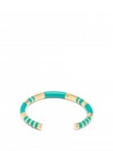 AURÉLIE BIDERMANN Positano gold-plated cuff. Green and gold cuffs | designer bracelets | fine bangles | luxe style jewellery | summer accessories